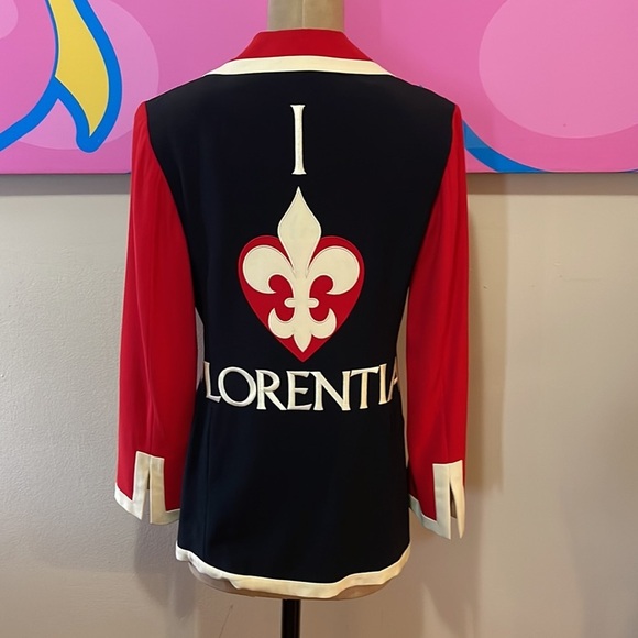 Moschino I Love Florenzia Jacket  Blazer Red White Blue Florence Italy - Picture 2 of 15